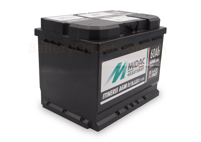 Midac IT2 AGM - START & STOP - 747 CCA / 680 CCA (EN) -12 Volt Car Battery - High Cranking - 242L × 175W × 190H mm