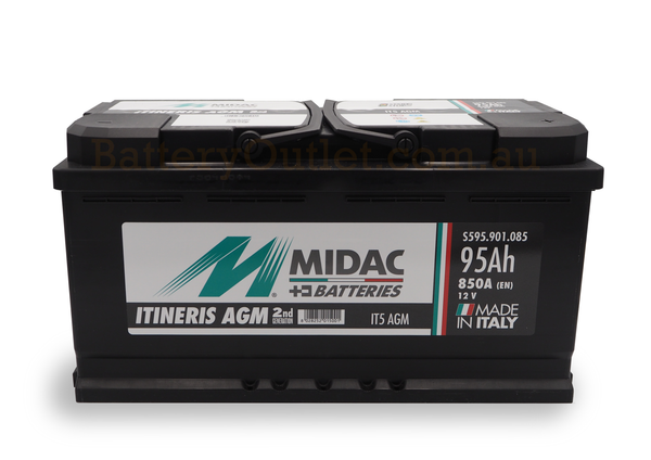 Midac IT5 AGM - START & STOP - 934 CCA / 850 CCA (EN) -12 Volt Car Battery - High Cranking - 353L × 175W × 190H mm