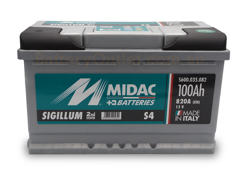 Midac S4 - DIN - 901 CCA / 820 CCA (EN) - 100Ah -12 Volt Car Battery - High Cranking - 310L × 175W × 190H mm