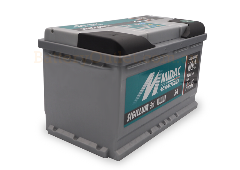 Midac S4 - DIN - 901 CCA / 820 CCA (EN) - 100Ah -12 Volt Car Battery - High Cranking - 310L × 175W × 190H mm